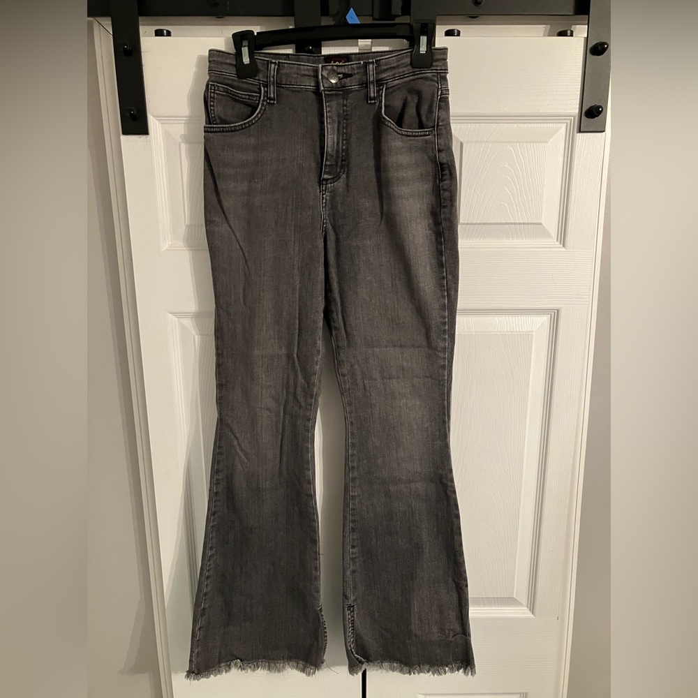 Lee Women's Gray Frayed Hem Flare Jeans